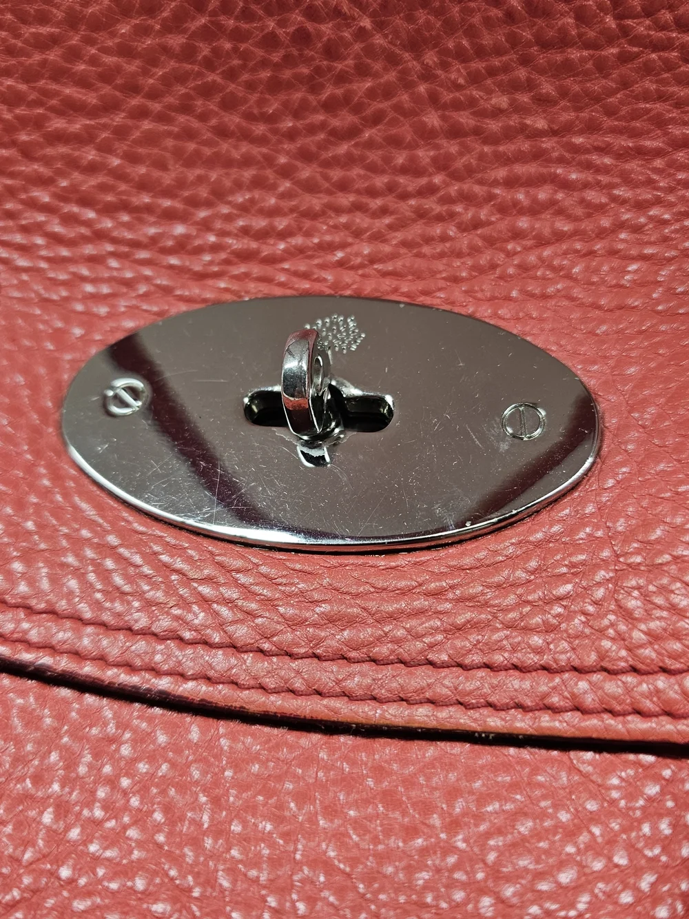 Mulberry Bayswater Red Leather Satchel with Turn-Lock Detail